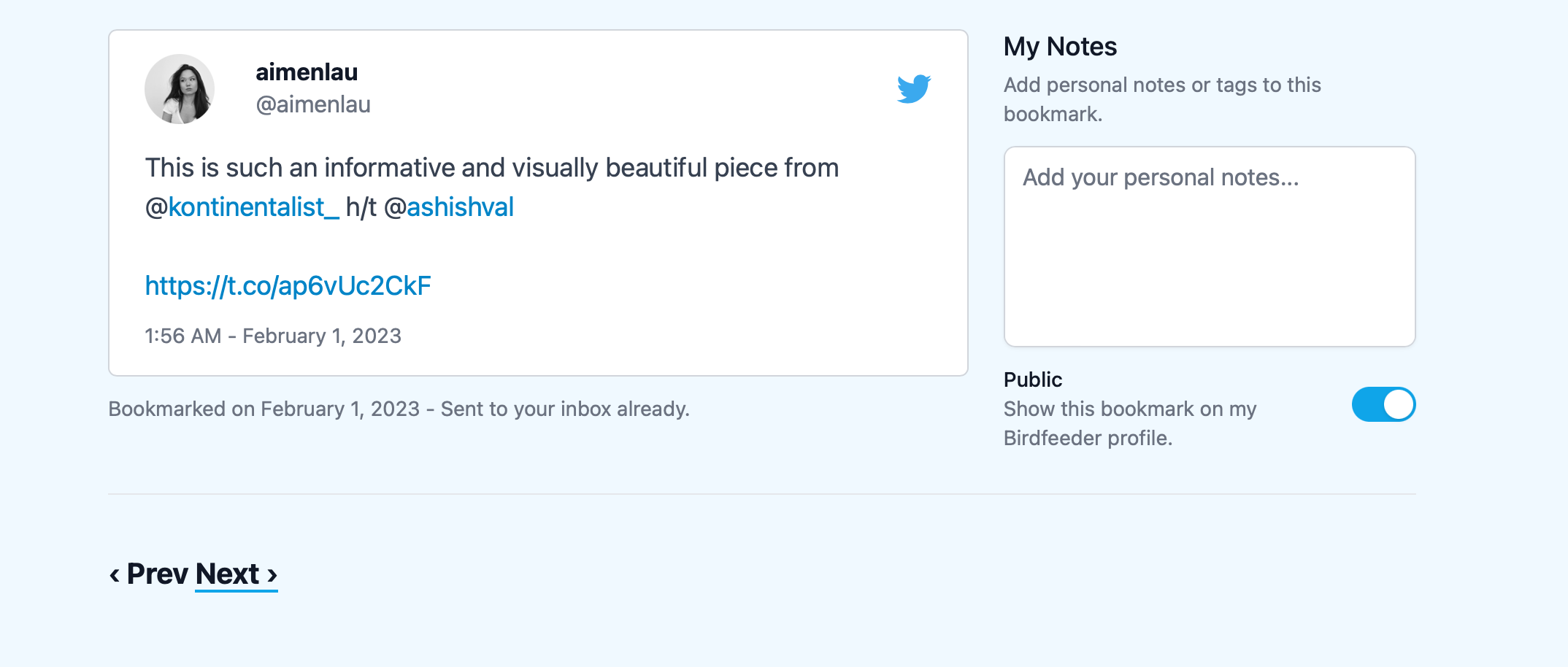Screenshot showing the way to make a bookmark public